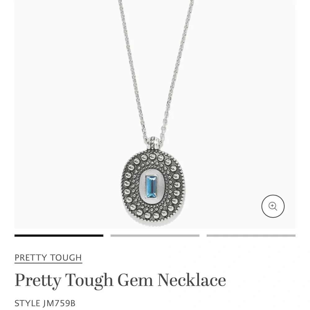Brighton Pretty Tough Silver Necklace with Aqua Gem - Picture 2 of 4